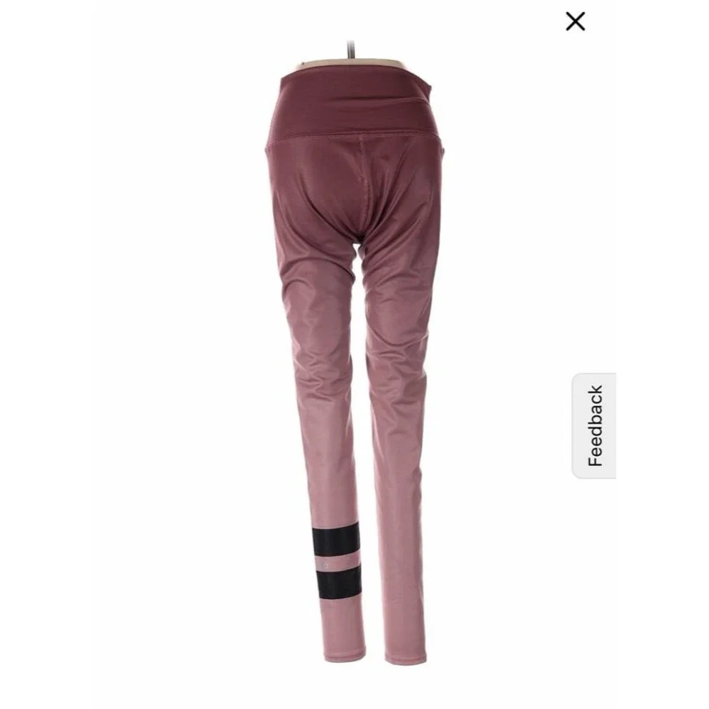 Alo Yoga High Waist LeggingAlo Yoga High Waist Leggings Pink Black Stripe Detail